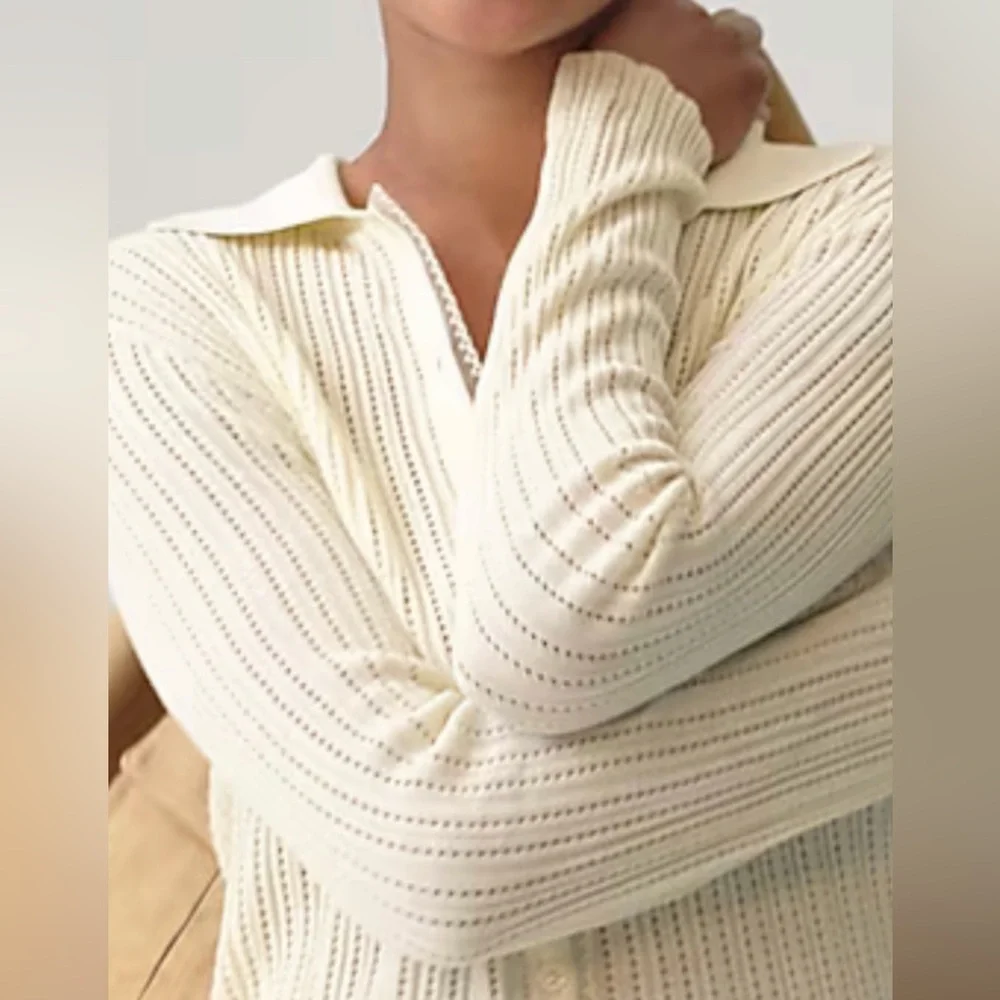 J Crew Size L Ribbed‎ tulle-trim sweater-tee in premium ultra-fine cotton